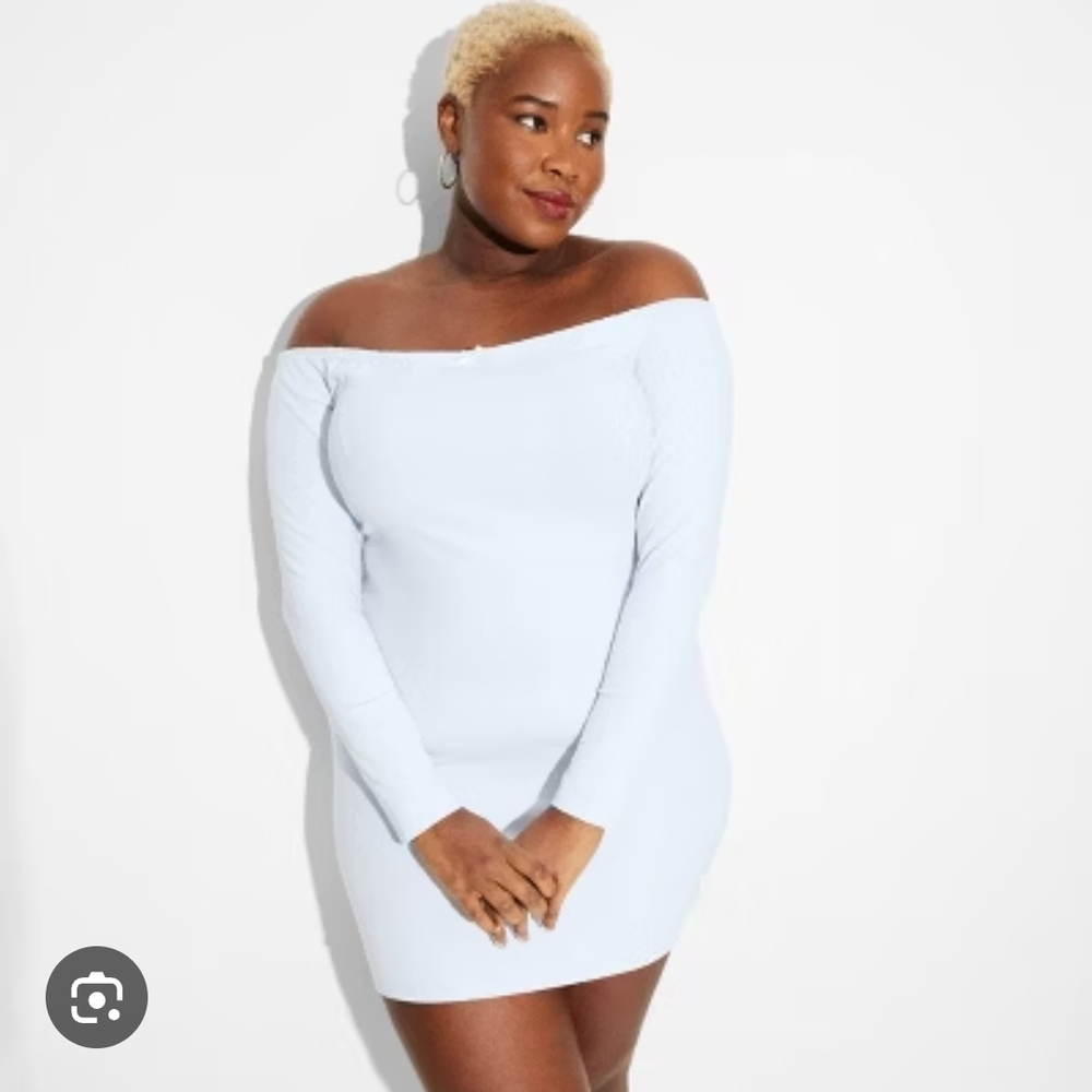 Wild Fable Off-Shoulder White Long Sleeve Dress